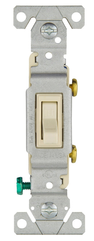 Eaton Wiring Devices 1301-7LA Toggle Switch, 15 A, 120 V, Polycarbonate Housing Material, Light Almond