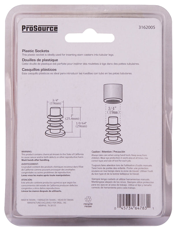 ProSource FE-S805-PS Furniture Socket, Plastic, Black