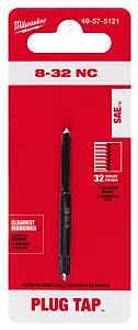 Milwaukee 49-57-5121 Straight Flute Plug Tap, #8-32 Thread, Coarse Thread, HCS
