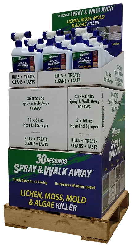 30 Seconds Spray & Walk Away 64SAWA QPDU Cleaner, 64 oz, Liquid, Slight Sweet, Green