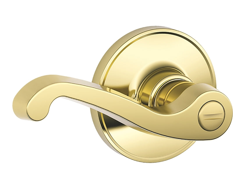 Schlage J Series J40V LAS 605 Privacy Lever, Mechanical Lock, Bright Brass, Metal, Residential, 3 Grade