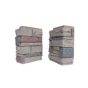 DuraKwik Stone 308TFC Siding Corner, 13 in L, 10 in W, 4 in Thick, Interlocking Edge, Ledgestone Profile, Taylor Falls