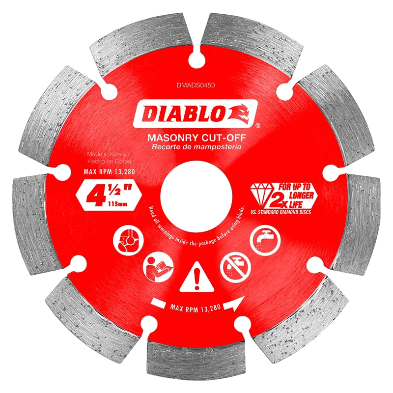 Diablo DMADS0450 Saw Blade, 4-1/2 in Dia, Segmented Rim, 1/PK