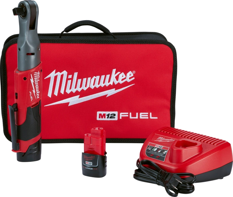 Milwaukee M12 FUEL 2558-22 Ratchet Kit, Battery Included, 12 V, 2 Ah, 1/2 in Drive, 175 rpm Speed