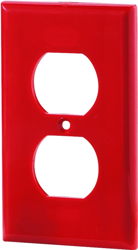 Eaton Wiring Devices 5132RD-BOX Receptacle Wallplate, 4-1/2 in L, 2-3/4 in W, 1 -Gang, Nylon, Red, High-Gloss