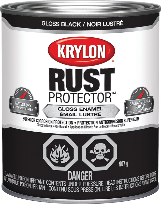 Krylon Rust Protector 469201 Rust Preventative Spray Paint, Gloss, Black, 32 oz