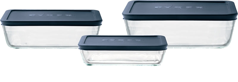 Pyrex 6004023 Food Storage Container Set, Glass/Plastic, Blue
