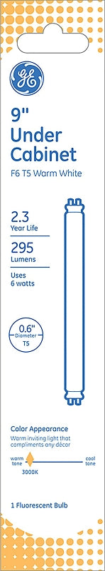GE 81471 Light Bulb, 6 W, T5 Lamp, G5 Medium Bi-Pin Lamp Base, 295 Lumens, 3000 K Color Temp