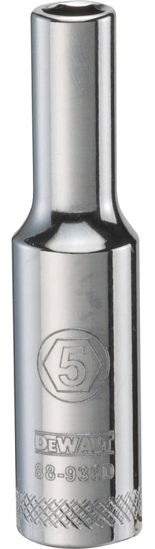 DeWALT DWMT88936OSP Drive Socket, 5 mm Socket, 1/4 in Drive, 6-Point, Steel, Polished Chrome Vanadium