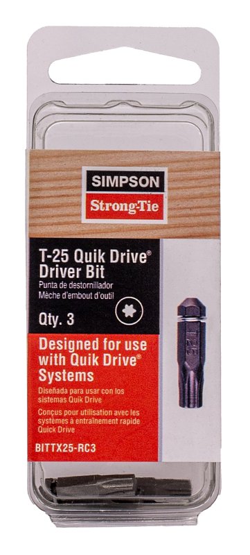 QuikDrive BITTX25-RC3 Driver Bit, T20 Drive, 6-Lobe, Torx Drive
