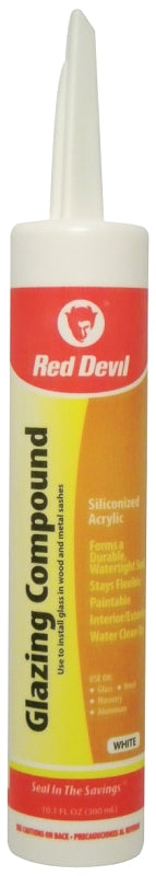 Red Devil 0666 Glazing Compound, Paste, Mild Acrylic, White, 10.1 oz Cartridge