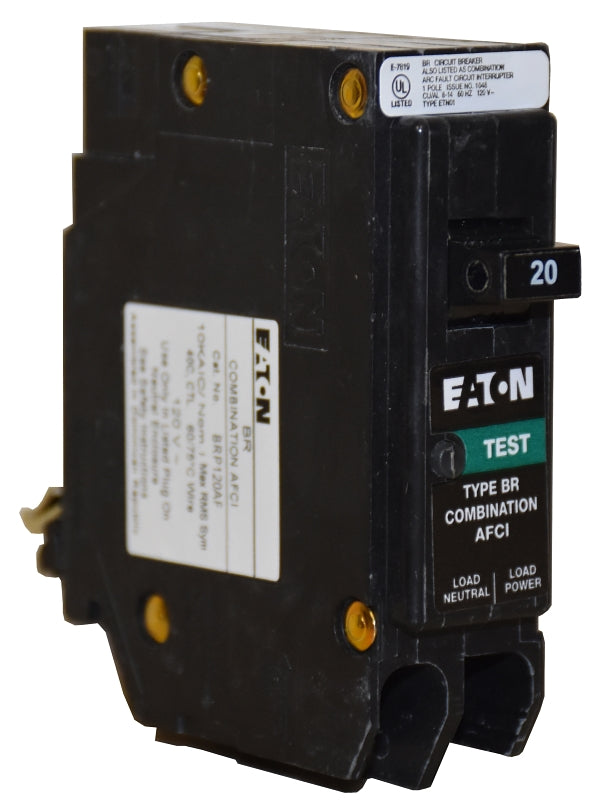 Cutler-Hammer BRP120AF Circuit Breaker, Type BR, 20 A, 1 -Pole, 120 VAC, Instantaneous, Long Time Trip