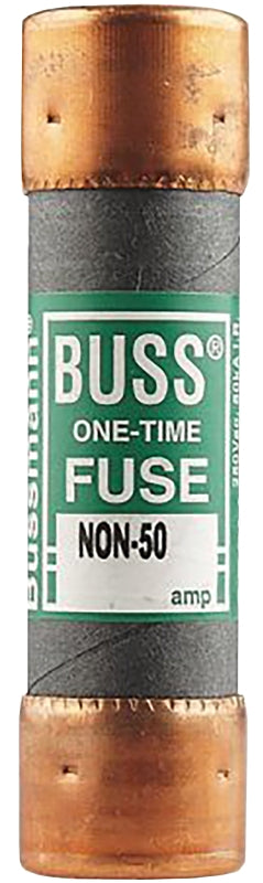 Bussmann NON-50 Fuse, 50 A, 250 VAC, 125 VDC, 50 kA Interrupt, Melamine Body, Cartridge Fuse, 10/PK