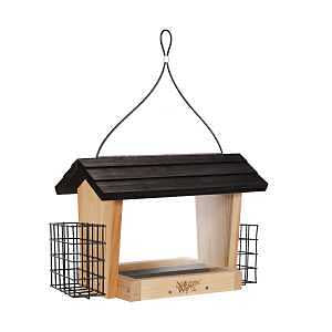 Nature's Way CWF19 Hopper Bird Feeder, 6 qt, Mixed Seeds, Suet Cake, Sunflower Seed, 1-Port/Perch, Cedar/Steel
