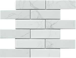 Emser Tile Elegan Series W95ELEGCA1112MOFM Porcelain Mosaic Tile, 12 in L Tile, 11 in W Tile, Pressed Edge, Calacata