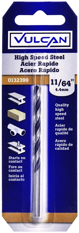 Vulcan Jobber Drill Bit, 11/64 in Dia, 3-1/4 in OAL, Straight Shank