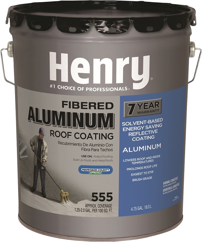 Henry HE555019 Roof Coating, Silver, 18 L Pail, Liquid