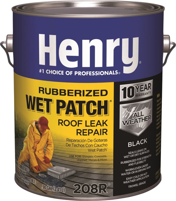 Henry Wet Patch 208 HE208R042 Roof Cement, Black, Liquid, 1 gal Can