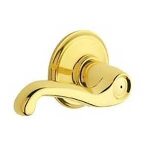 Schlage F Series F40 FLA 605 Privacy Lever, Mechanical Lock, Bright Brass, Metal, Residential, 2 Grade