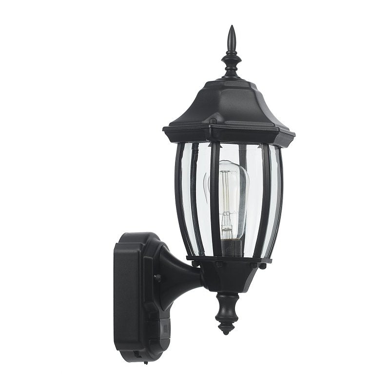 globe Ashford 60000002 Motion-Sensing Wall Lantern, LED Lamp, Black Fixture, Matte Black Fixture