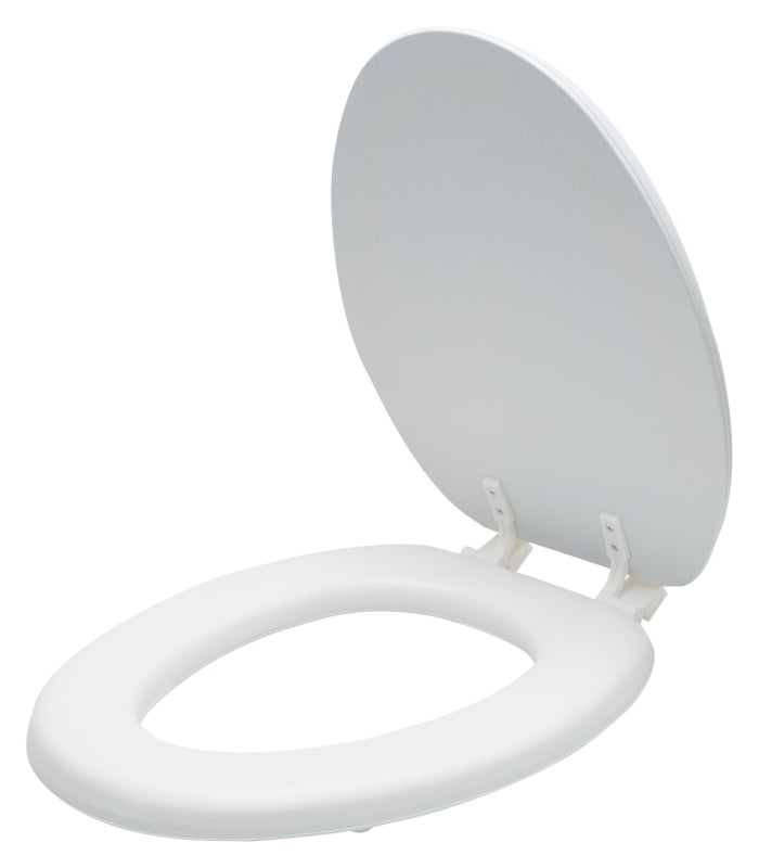 ProSource ES001-WH Toilet Seat, Elongated, PP, White, Plastic Hinge