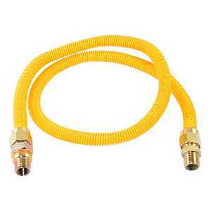 Eastman 30YE50V048B Gas Connector, 3/8 x 1/2 in, FIP x MIP, Stainless Steel, Epoxy-Coated, 48 in L, 5/8 in OD