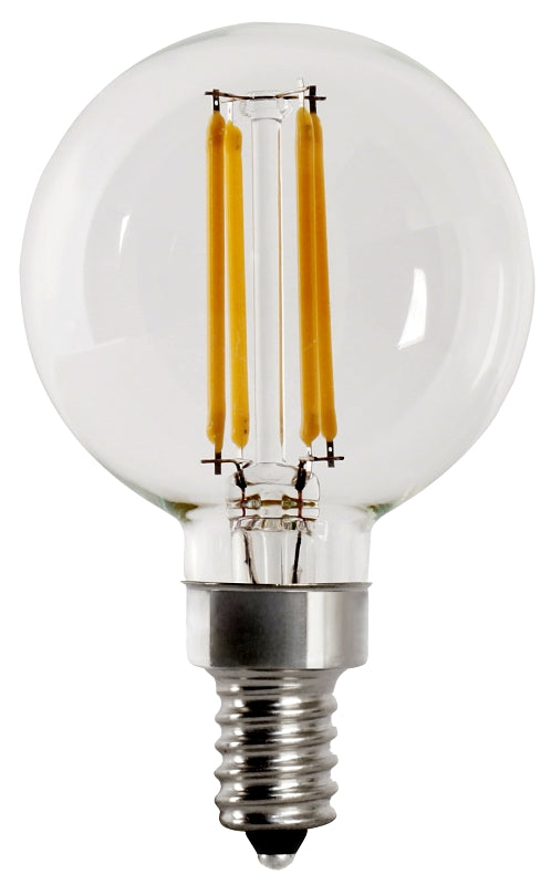 Feit Electric BPG1660950CAFIL/2 LED Light Bulb, Globe, G16 Lamp, E12 Lamp Base, Dimmable, 5000 K Color Temp, 2/PK