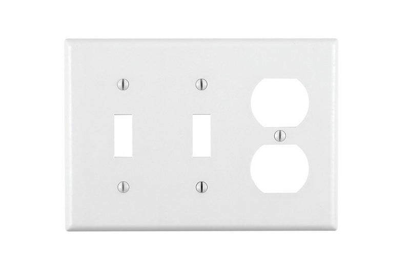 Leviton 88021 Combination Wallplate, 4-1/2 in L, 6-3/8 in W, 3 -Gang, Thermoset Plastic, White, Smooth