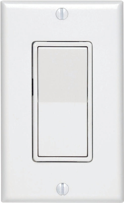Leviton C28-05671-02W Rocker Switch with Wallplate, 15 A, 120/277 V, SPST, Lead Wire Terminal, White