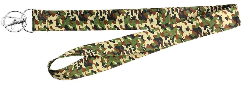 Hy-Ko 2GO Series LAN-102 Lanyard, 18 in L, 1 in W, Polyester, Camouflage, Clip End