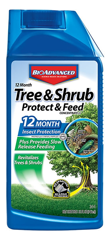 BioAdvanced 701810A Concentrated Tree and Shrub Protect and Feed II, Liquid, Green, 32 oz Bottle