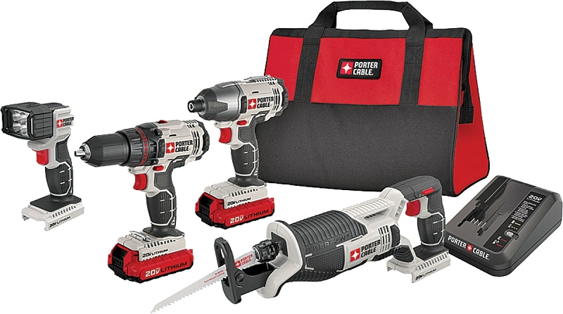 Porter-Cable PCCK615L4 Combination Tool Kit, Battery Included, 1.5 Ah, 20 V, Lithium-Ion