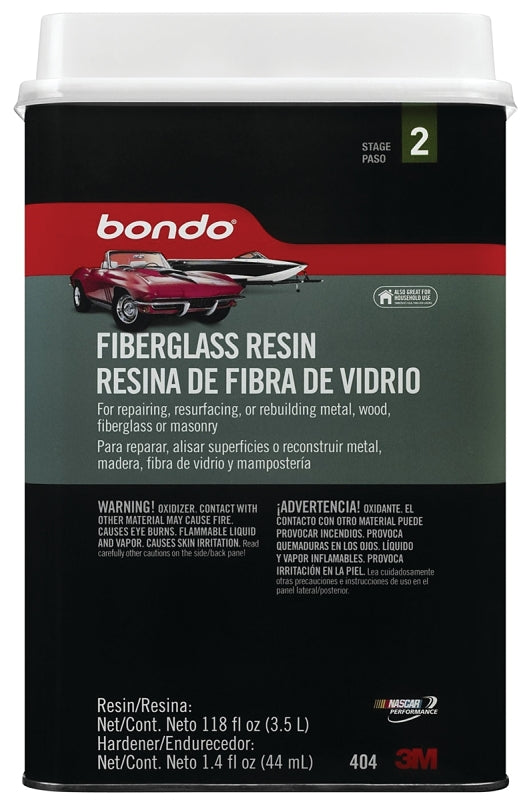 Bondo 404C Fiberglass Resin, 3 qt Can, Liquid, Pungent Organic