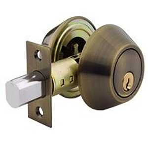 Schlage B62NV609KA4 Deadbolt, 1 Grade, SC1 Key, Metal, Antique Brass, 2-3/8, 2-3/4 in Backset, C Keyway