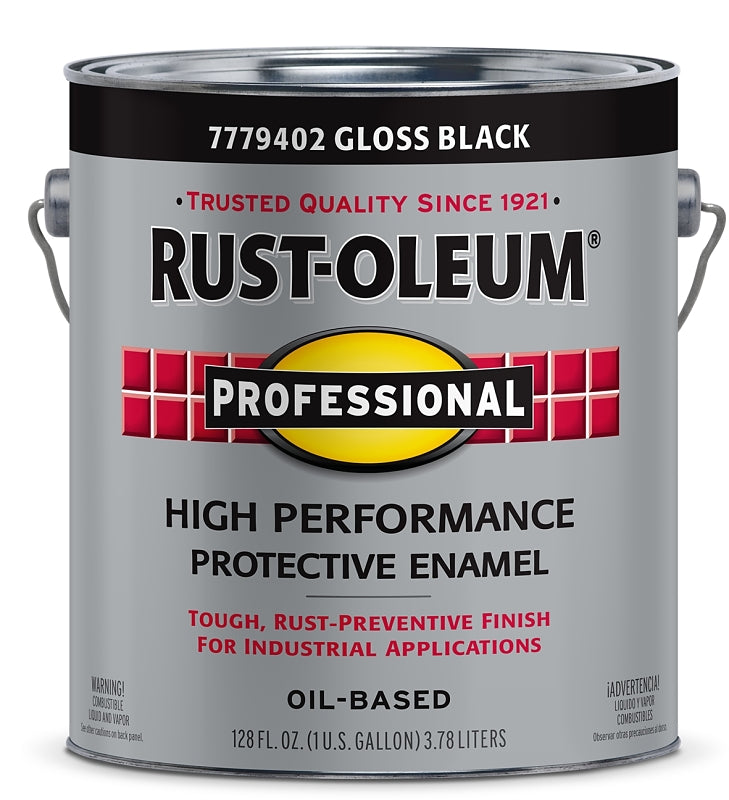 Professional 7779402 Enamel Paint, Oil, Gloss, Black, 1 gal, Can, 230 to 390 sq-ft/gal Coverage Area