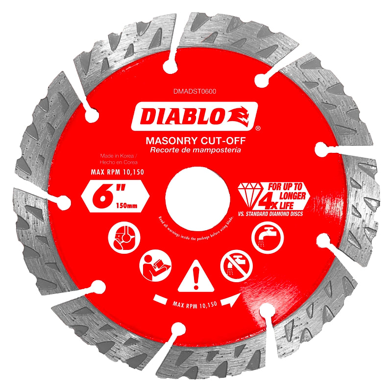 Diablo DMADST0600 Saw Blade, 6 in Dia, Segmented Rim, 1/PK