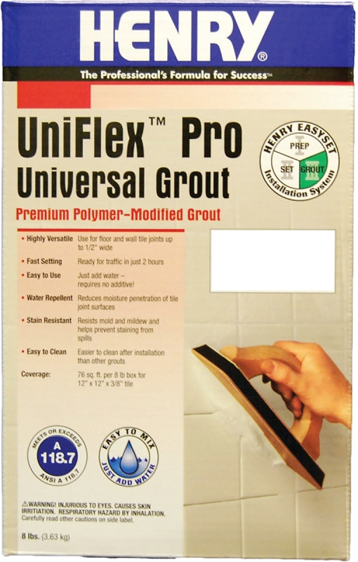 Henry UniFlex Pro 13105 Polymer Modified Grout, Cocoa, 8 lb Box