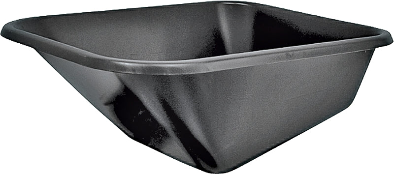 Vulcan Wheelbarrow Tray, 6 cu-ft Volume, 38.25 in L, 25.5 in W, Steel, Black, Wheelbarrow