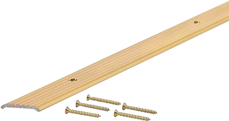 M-D 79129 Seam Binder, 72 in L, 3/4 in W, Fluted Surface, Aluminum, Satin Brass