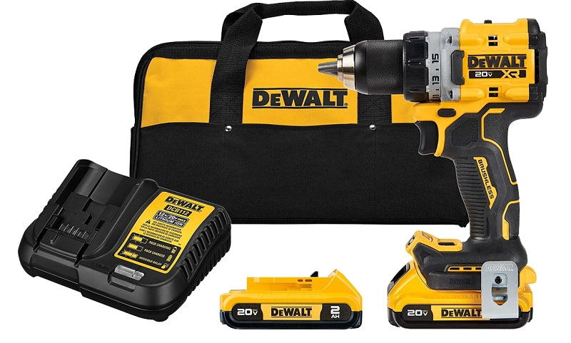 DeWALT XR Series DCD800D2 Drill Driver Kit, Battery Included, 20 V, 2 Ah, 1/2 in Chuck, Keyless, Ratcheting Chuck, 1/EA