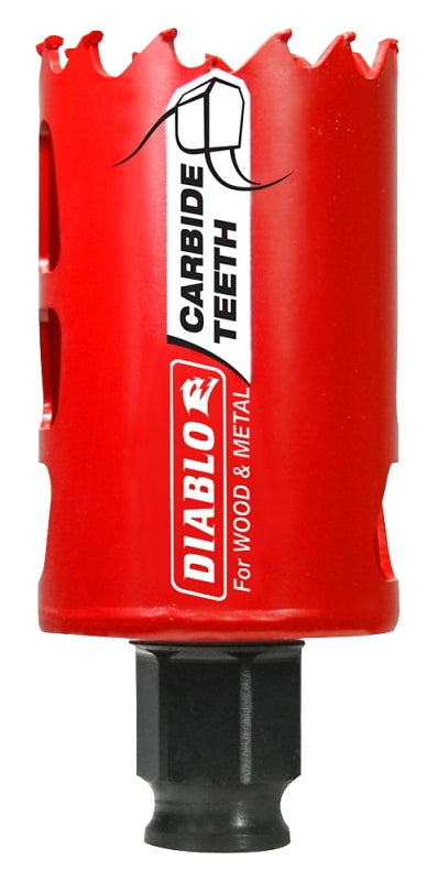 Diablo DHS1625CT GP Hole Saw, 1-5/8 in Dia, 2-3/8 in D Cutting, 3/8 in Arbor, Carbide Cutting Edge