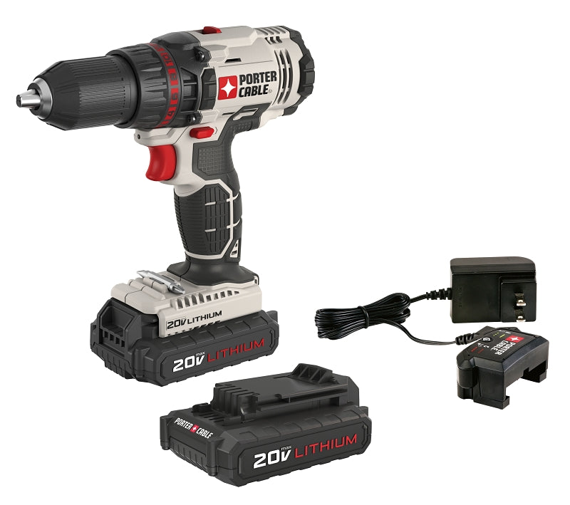 Porter-Cable PCC601LB Drill/Driver Kit, Battery Included, 20 V, 1/2 in Chuck, Keyless Chuck