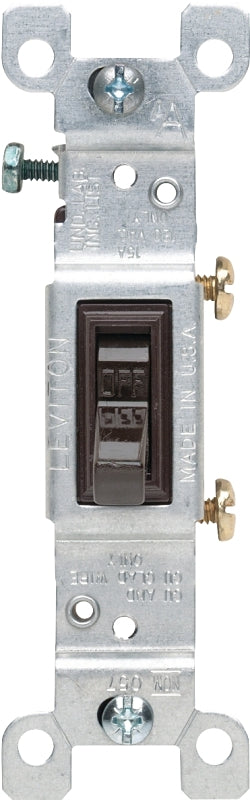 Leviton S00-01451-02S Switch, 15 A, 120 V, Push-In Terminal, Thermoplastic Housing Material, Brown