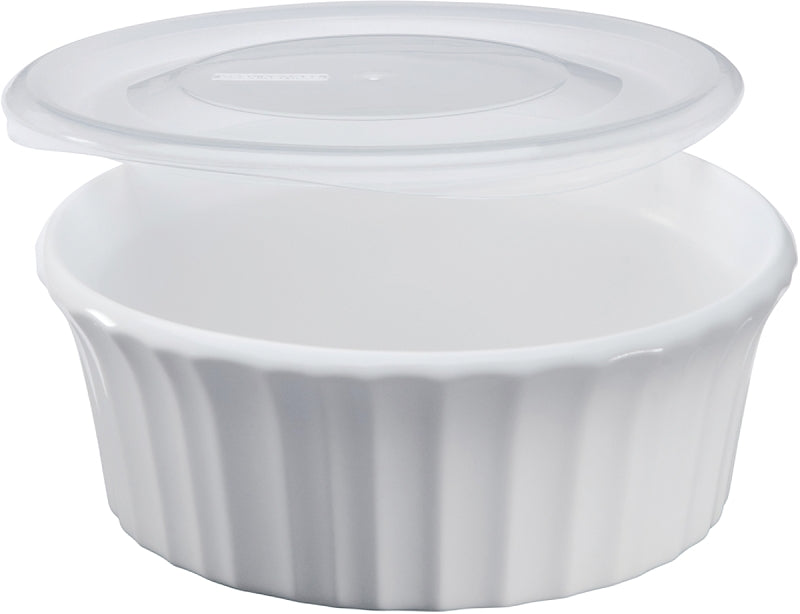Corningware 1114931 Casserole Dish with Lid, 16 oz Capacity, Ceramic, French White, Dishwasher Safe: Yes
