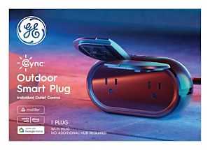 GE 93131639 Smart Outdoor Plug, 15 A, 120 V, Black/Charcoal