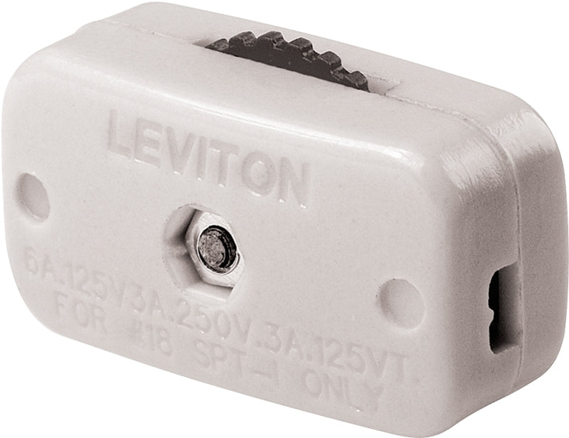 Leviton C24-00423-3KW Cord Switch, 3/6 A, 125/250 V, White