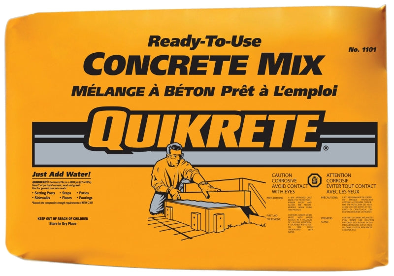Quikrete 110125 Concrete Mix, Gray/Gray Brown, Granular, 25 kg Bag