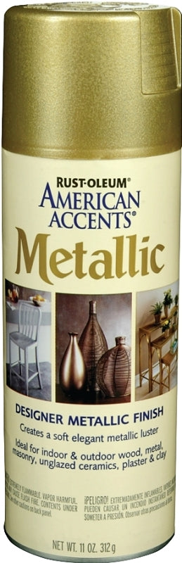 Rust-Oleum 202719 Metallic Spray Paint, Metallic, Aged Brass, 12 oz, Can