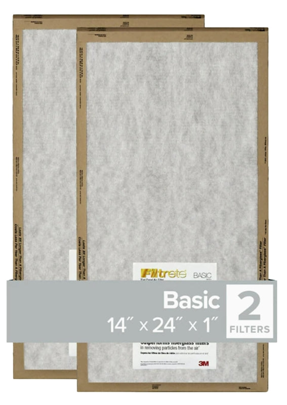 Filtrete FPL23-2PK-24 Air Filter, 24 in L, 14 in W, 2 MERV, For: Air Conditioner, Furnace and HVAC System