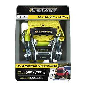 SmartStrap RachetX Series 351 Tie-Down, 1-1/2 in W, 14 ft L, Plastic/Polyester/Rubber/Steel, Yellow, 1667 lb